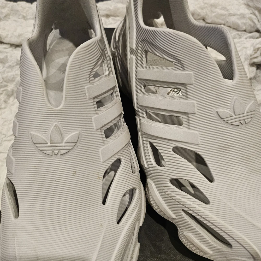 Adidas White Cut-Out Slip-On Shoes